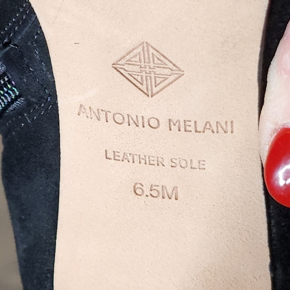 NEW Antonio Melani Black Genuine Suede Leather Dress Knee High Heels Boots - Picture 6 of 15